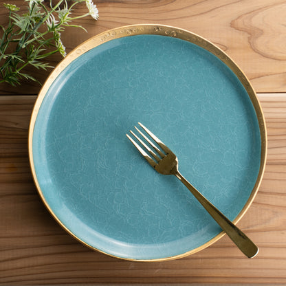 【清水焼】プレートM　亀甲貫入ブルー　陶仙窯 KOTOPOTTER