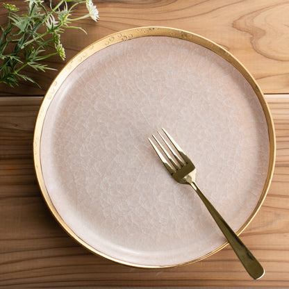 【清水焼】プレートM　亀甲貫入ピンク　陶仙窯 KOTOPOTTER