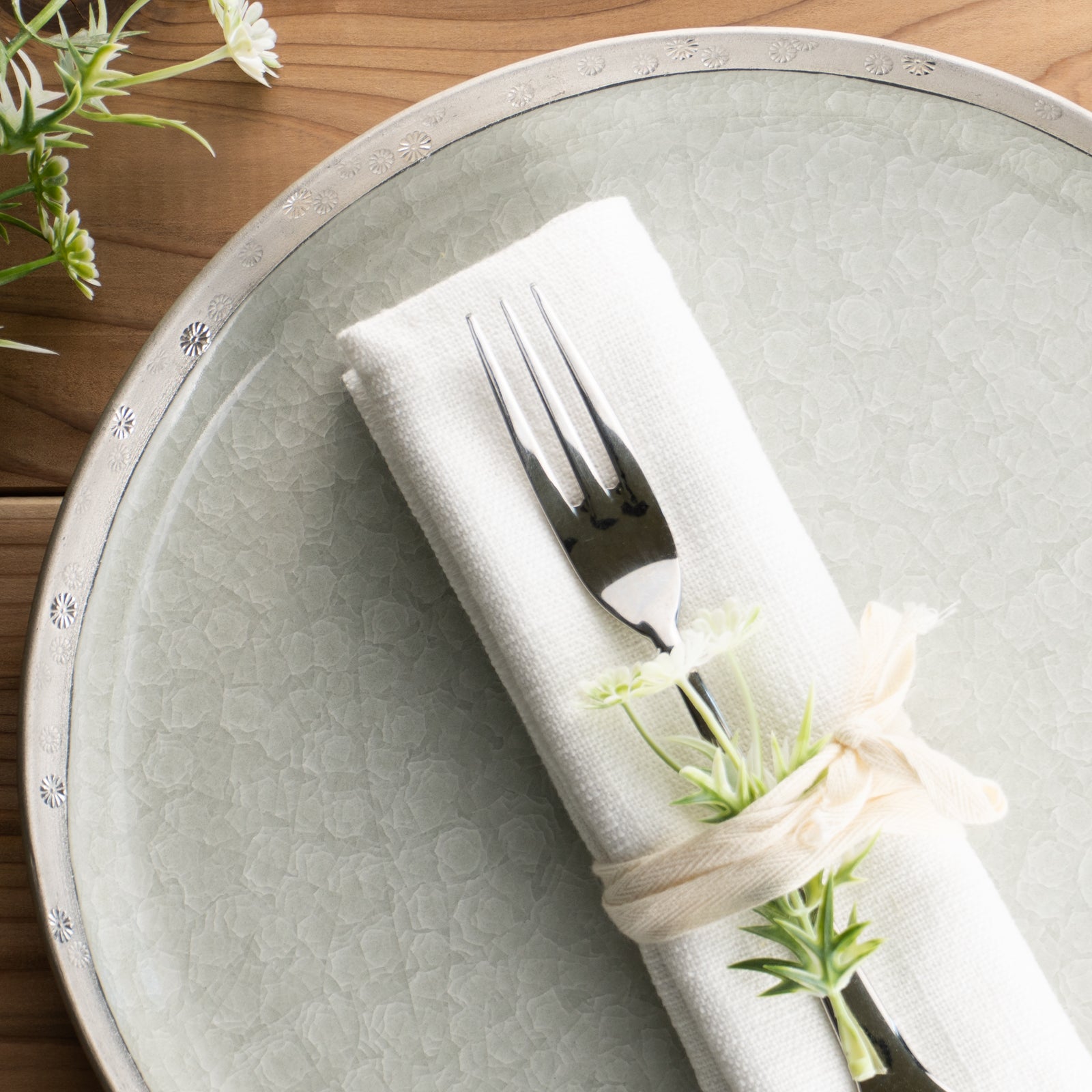 【清水焼】プレートL　亀甲貫入グレー　陶仙窯 KOTOPOTTER