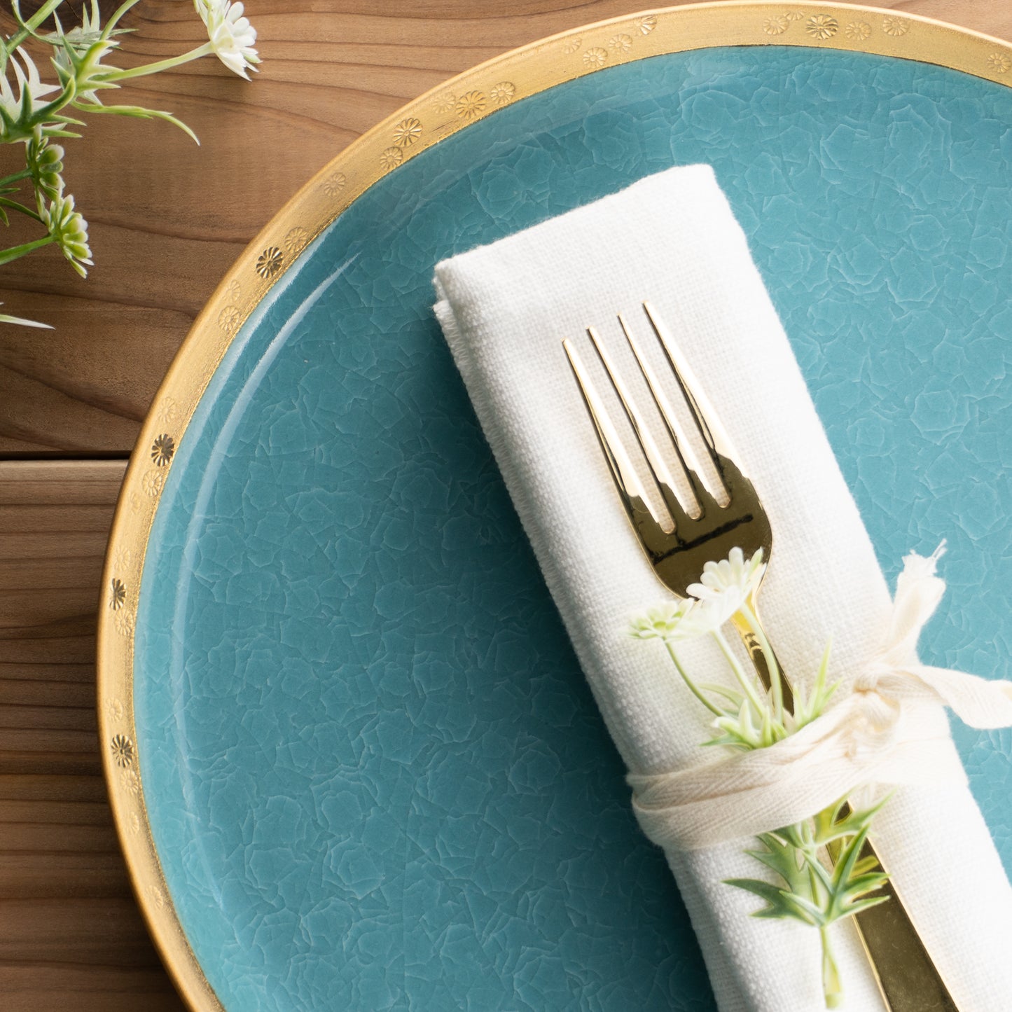 【清水焼】プレートL　亀甲貫入ブルー　陶仙窯 KOTOPOTTER