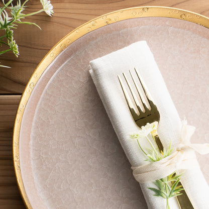 【清水焼】プレートL　亀甲貫入ピンク　陶仙窯 KOTOPOTTER