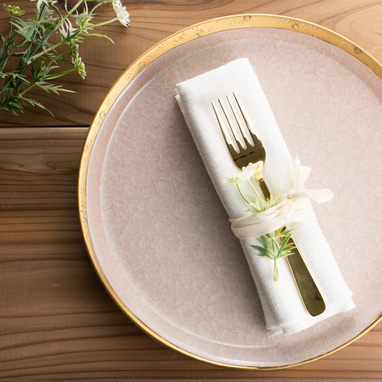 【清水焼】プレートL　亀甲貫入ピンク　陶仙窯 KOTOPOTTER