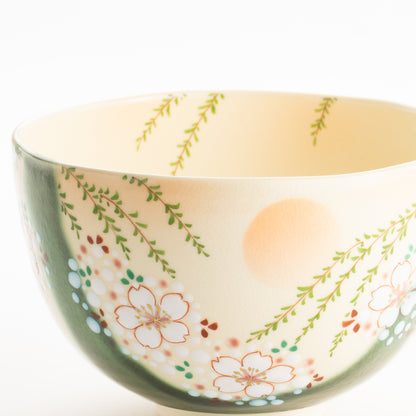 【清水焼】抹茶碗　織部 柳桜　宝泉 KOTOPOTTER