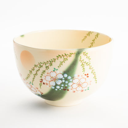【清水焼】抹茶碗　織部 柳桜　宝泉 KOTOPOTTER
