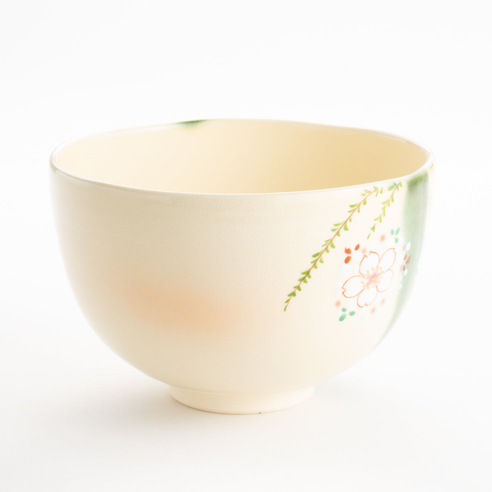 【清水焼】抹茶碗　織部 柳桜　宝泉 KOTOPOTTER