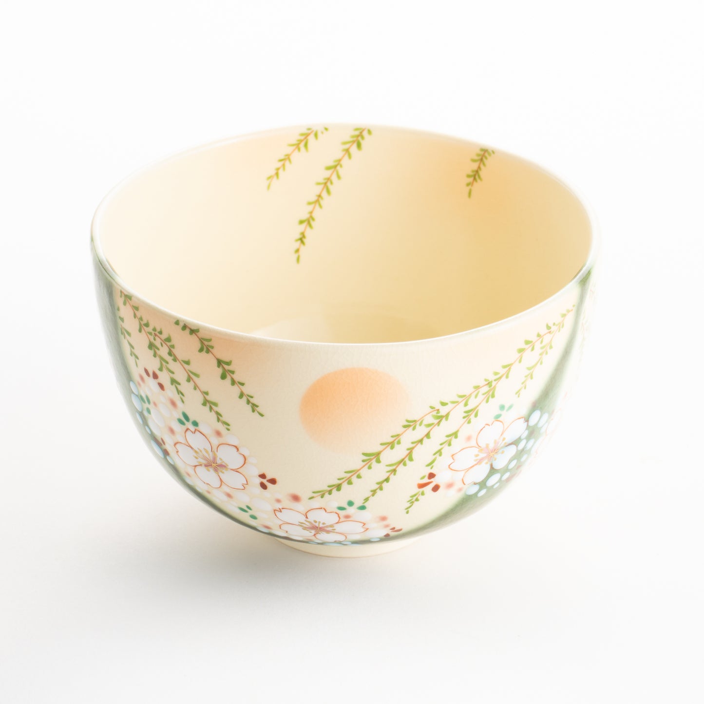 【清水焼】抹茶碗　織部 柳桜　宝泉 KOTOPOTTER