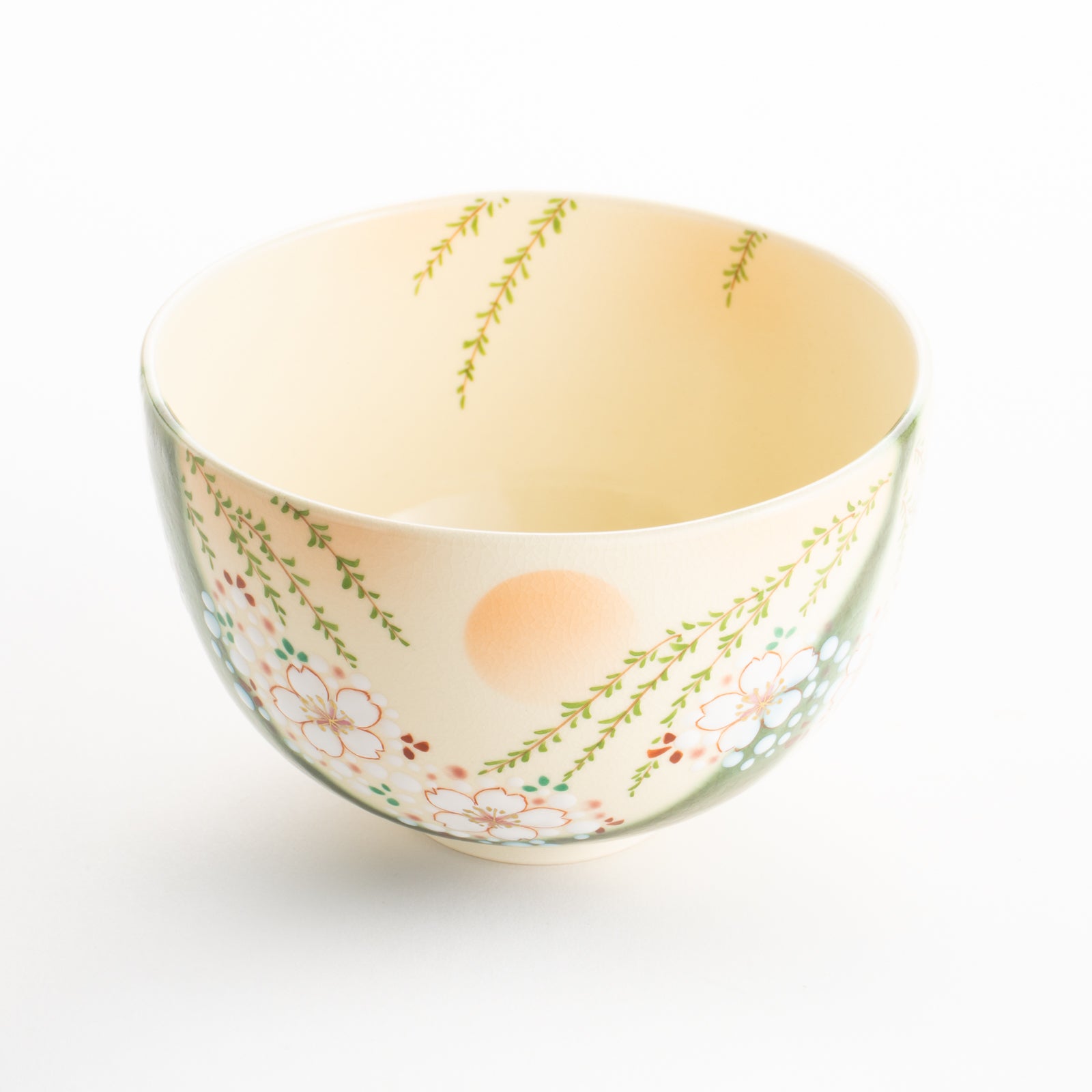 【清水焼】抹茶碗　織部 柳桜　宝泉 KOTOPOTTER