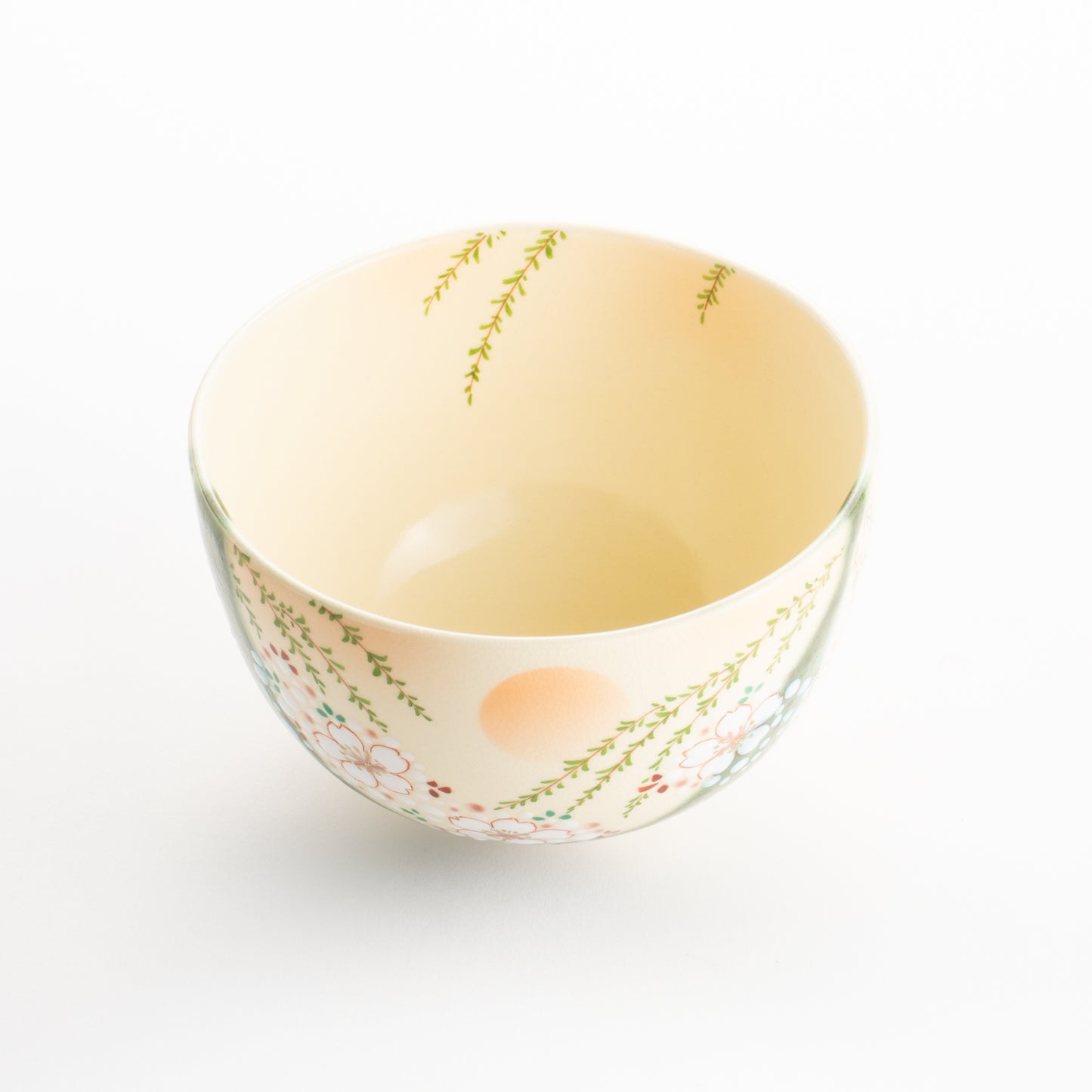 【清水焼】抹茶碗　織部 柳桜　宝泉 KOTOPOTTER