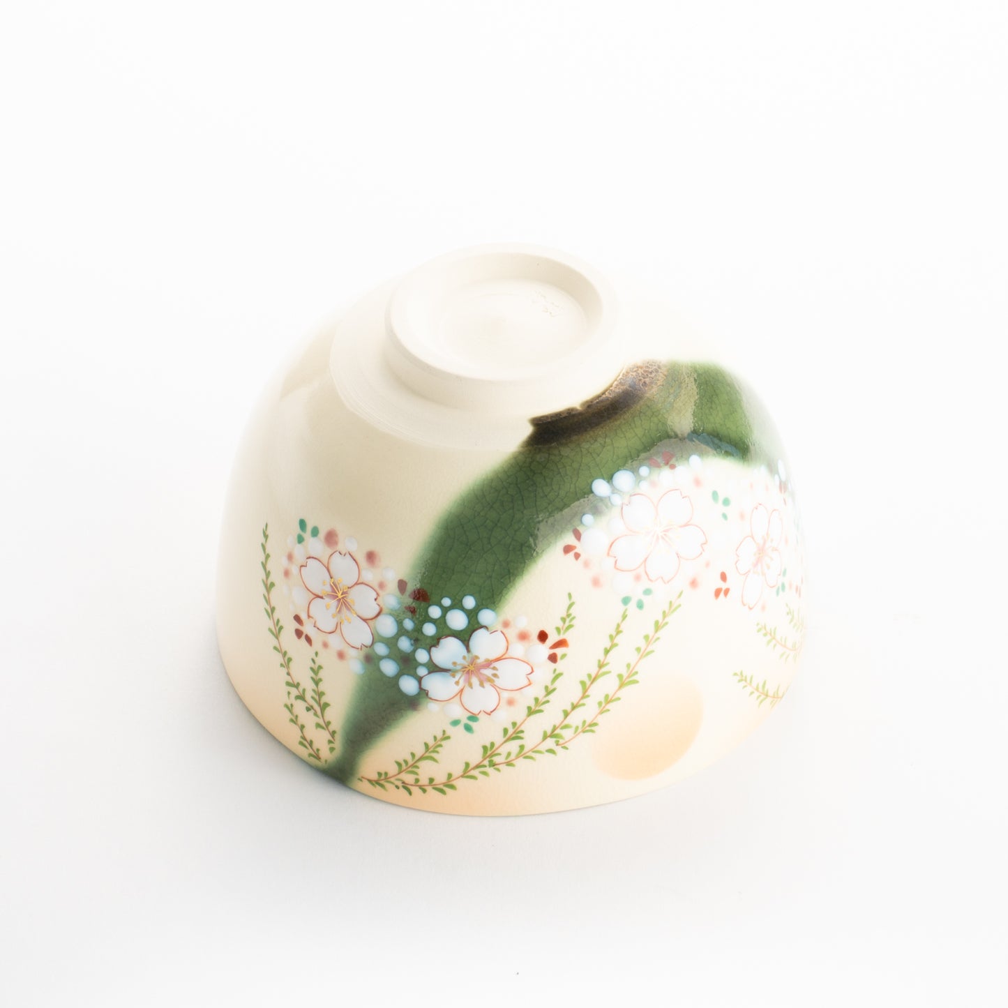 【清水焼】抹茶碗　織部 柳桜　宝泉 KOTOPOTTER