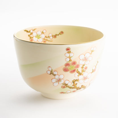 【清水焼】抹茶碗　梅絵 "明"　陶楽 KOTOPOTTER