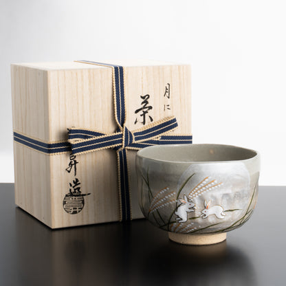 【清水焼】抹茶碗　月に兎　善昇 KOTOPOTTER