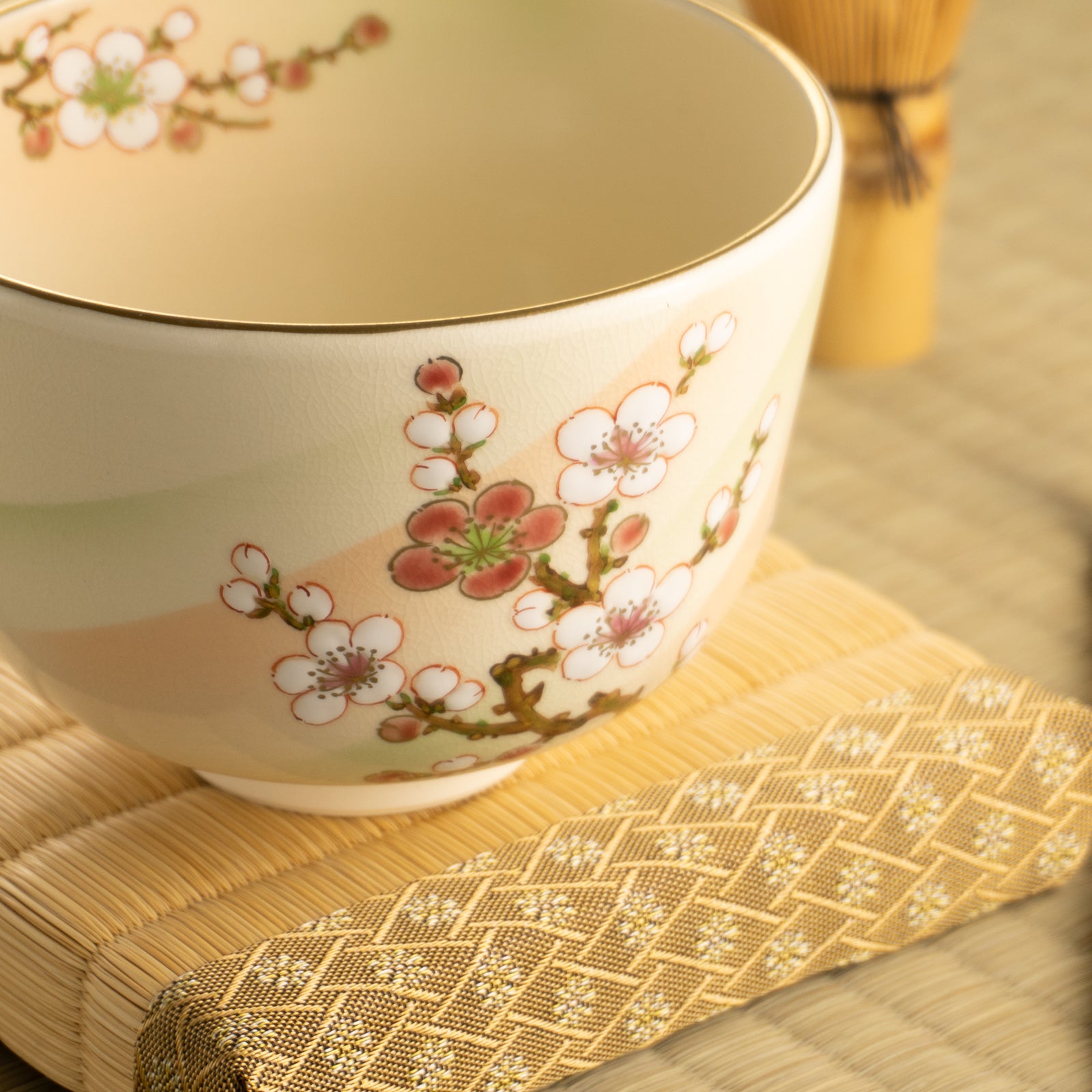 【清水焼】抹茶碗　梅絵 "明"　陶楽 KOTOPOTTER