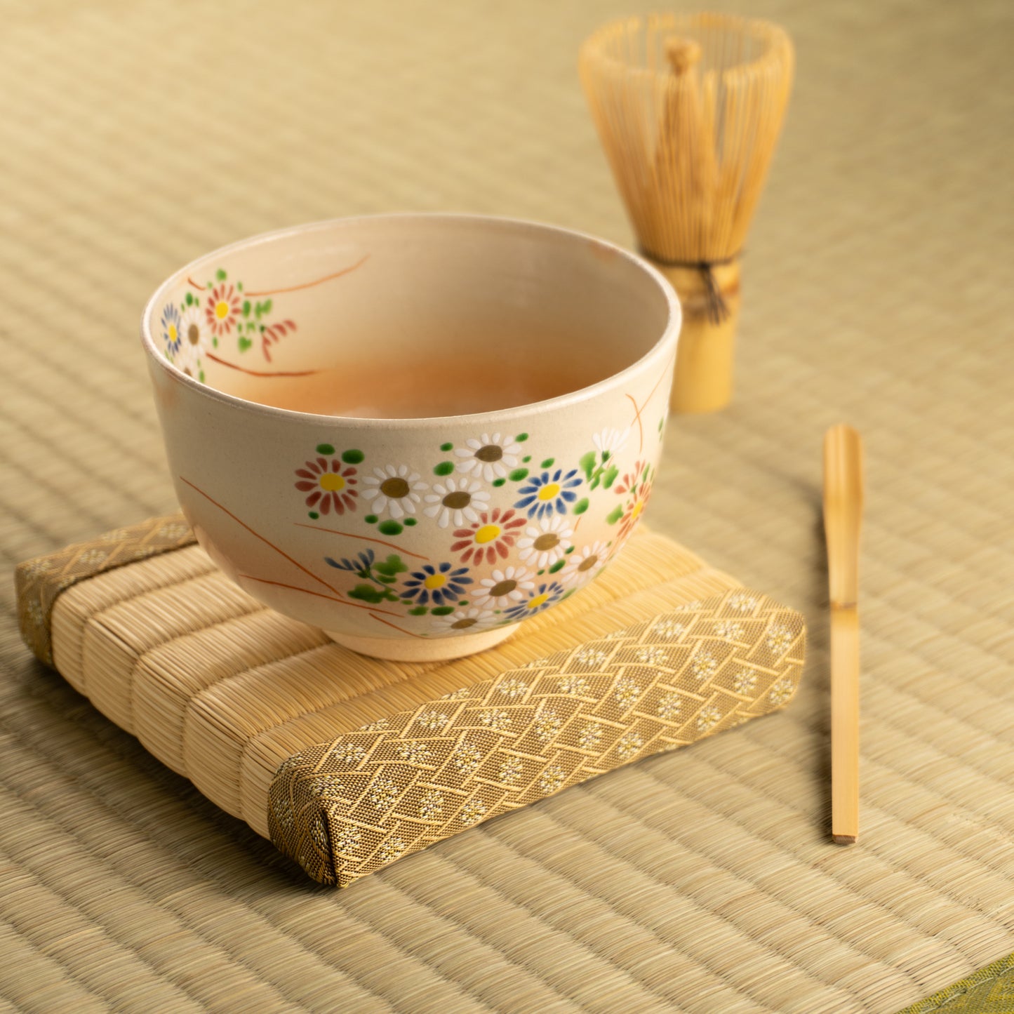 【清水焼】抹茶碗　色絵菊　亨 KOTOPOTTER