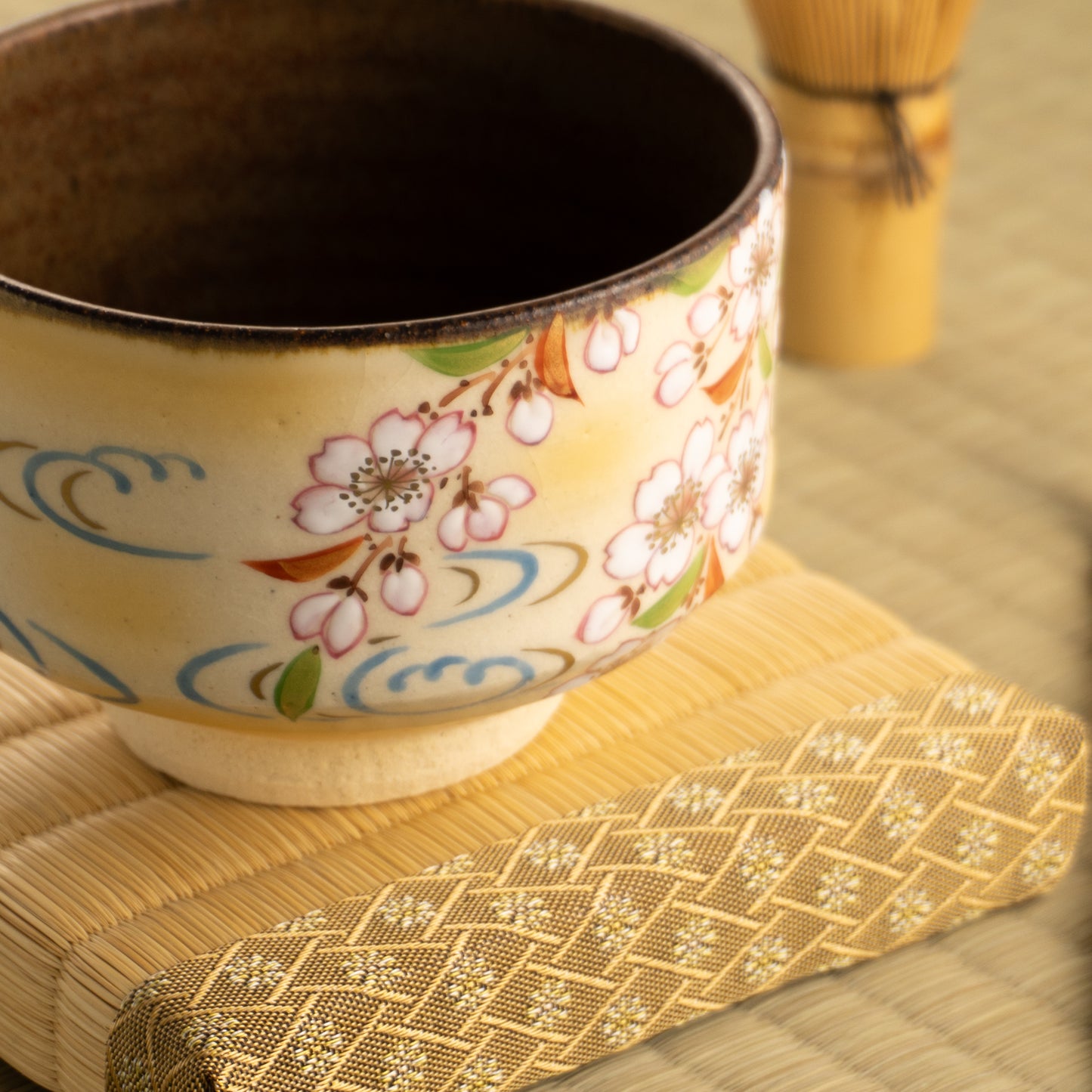 【清水焼】抹茶碗　桜流水　定一 KOTOPOTTER