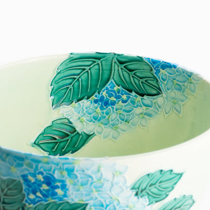 【清水焼】抹茶碗　白緑交趾 紫陽花　山本一如 KOTOPOTTER