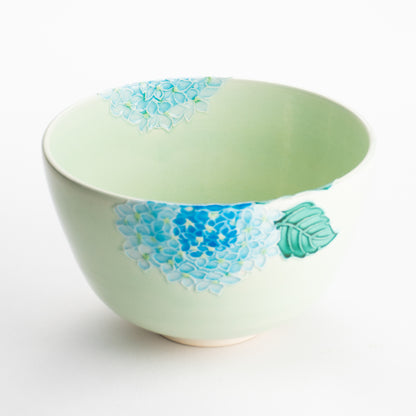 【清水焼】抹茶碗　白緑交趾 紫陽花　山本一如 KOTOPOTTER