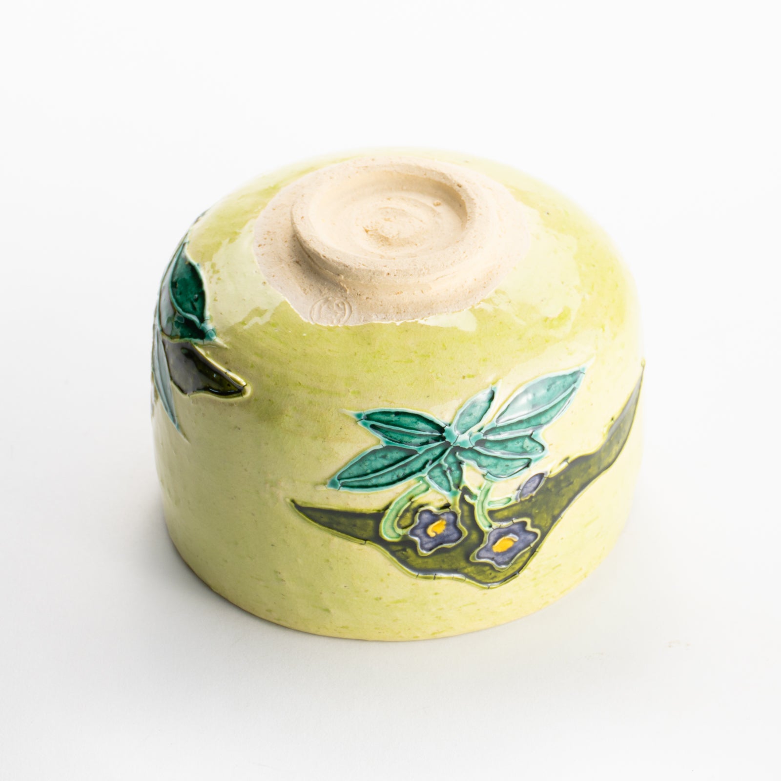 【清水焼】抹茶碗　萌黄交趾 スミレ　山本一如 KOTOPOTTER