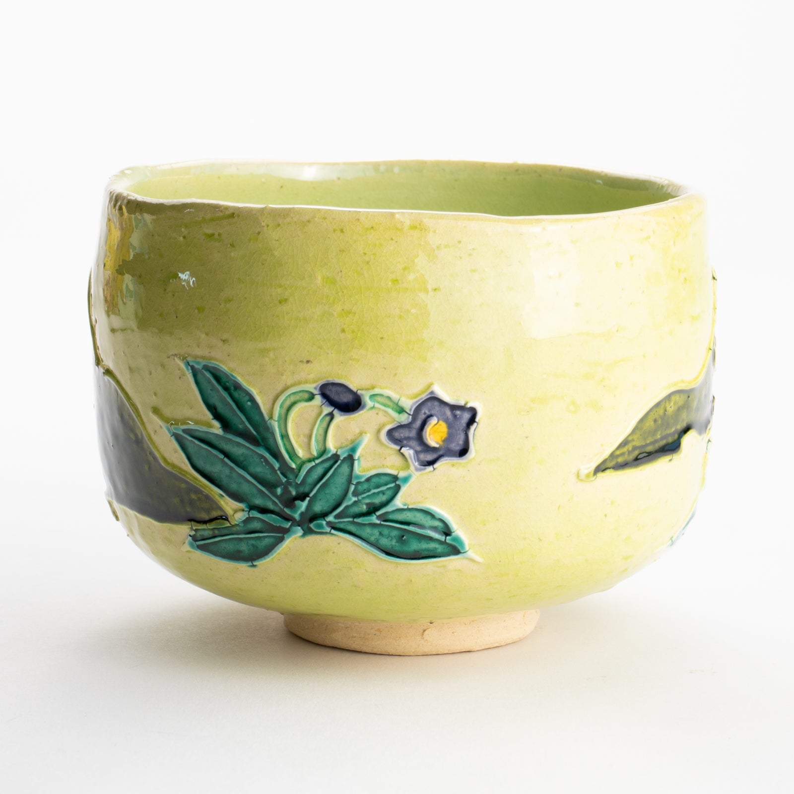 【清水焼】抹茶碗　萌黄交趾 スミレ　山本一如 KOTOPOTTER