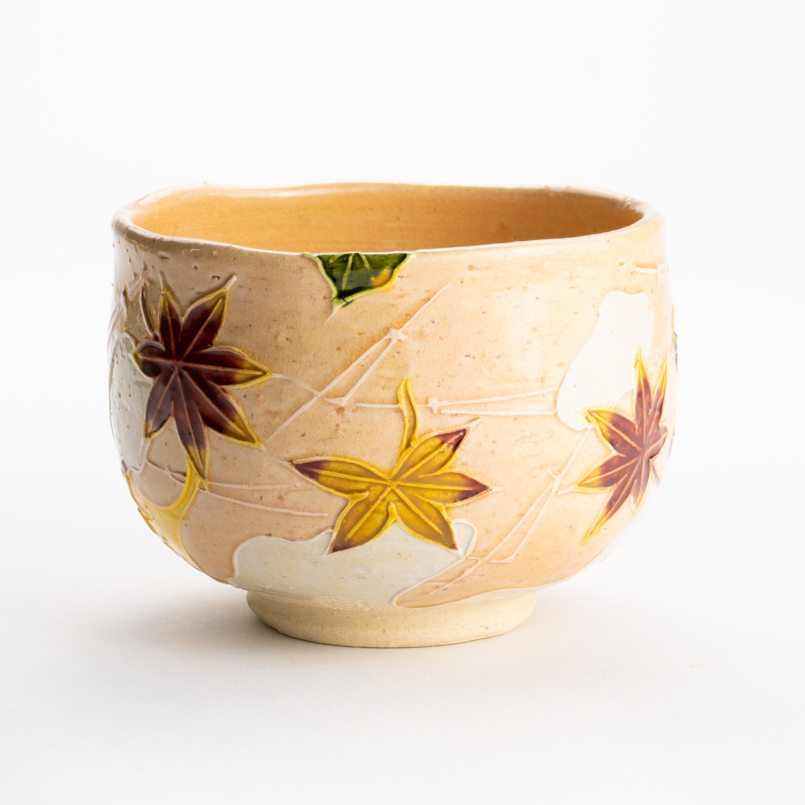 【清水焼】抹茶碗　交趾 吹き寄せ　山本一如 KOTOPOTTER