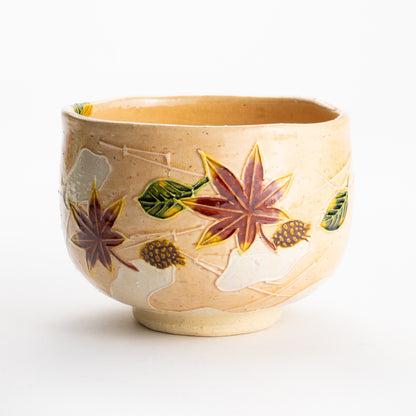 【清水焼】抹茶碗　交趾 吹き寄せ　山本一如 KOTOPOTTER