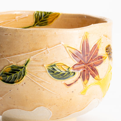 【清水焼】抹茶碗　交趾 吹き寄せ　山本一如 KOTOPOTTER