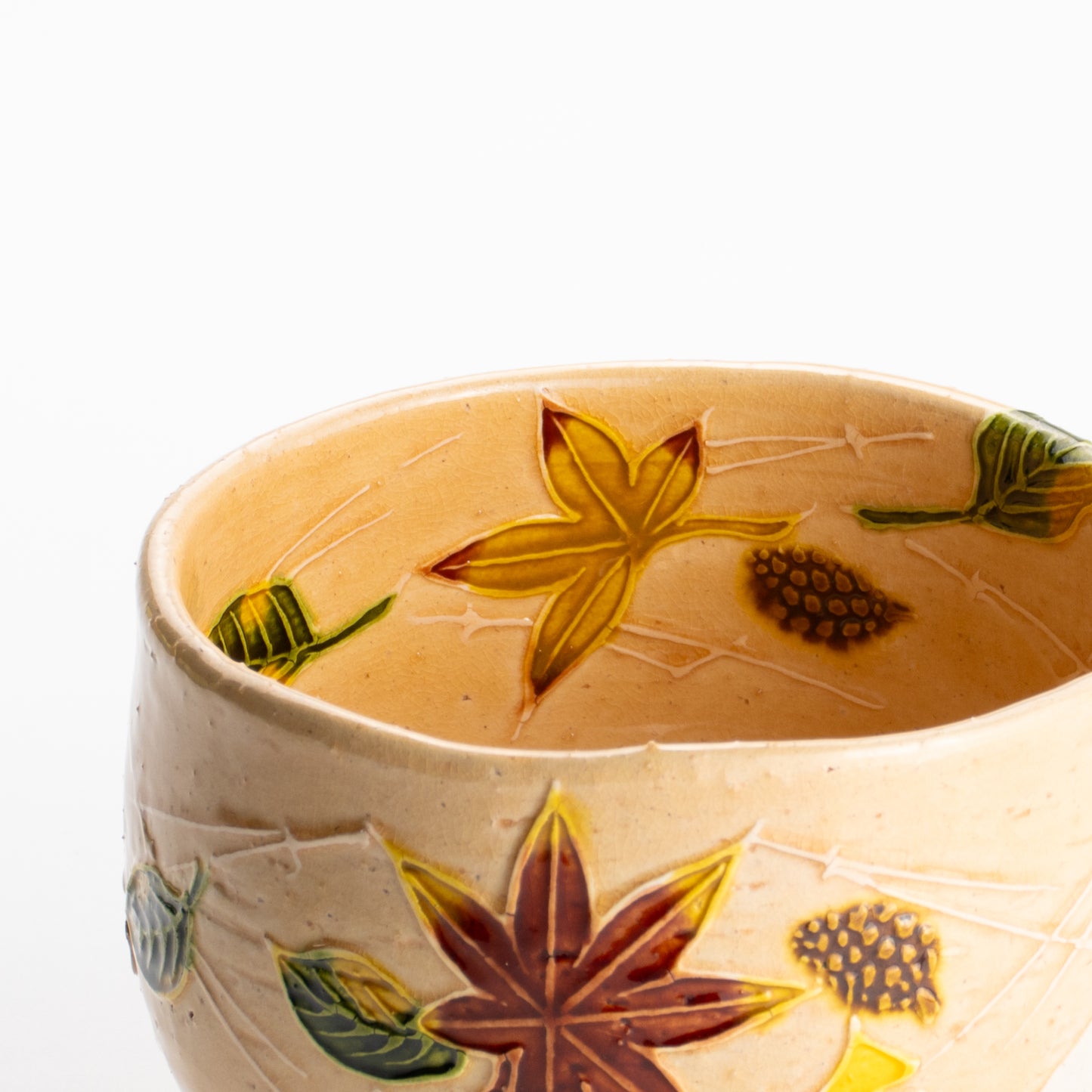 【清水焼】抹茶碗　交趾 吹き寄せ　山本一如 KOTOPOTTER