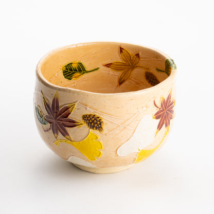 【清水焼】抹茶碗　交趾 吹き寄せ　山本一如 KOTOPOTTER