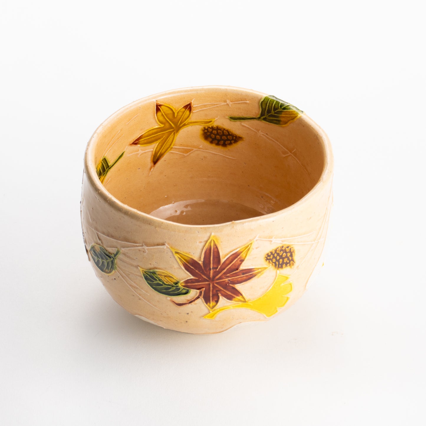 【清水焼】抹茶碗　交趾 吹き寄せ　山本一如 KOTOPOTTER