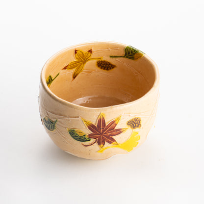 【清水焼】抹茶碗　交趾 吹き寄せ　山本一如 KOTOPOTTER