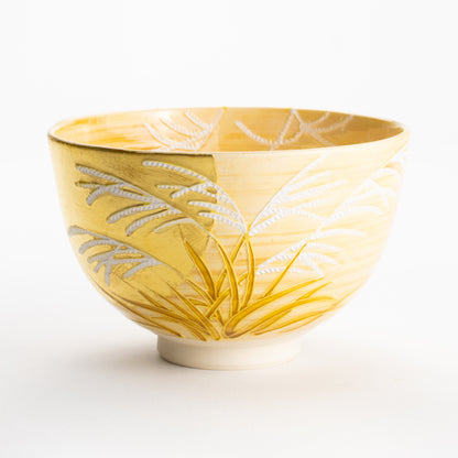 【清水焼】抹茶碗　芒野に金彩月　山本一如 KOTOPOTTER