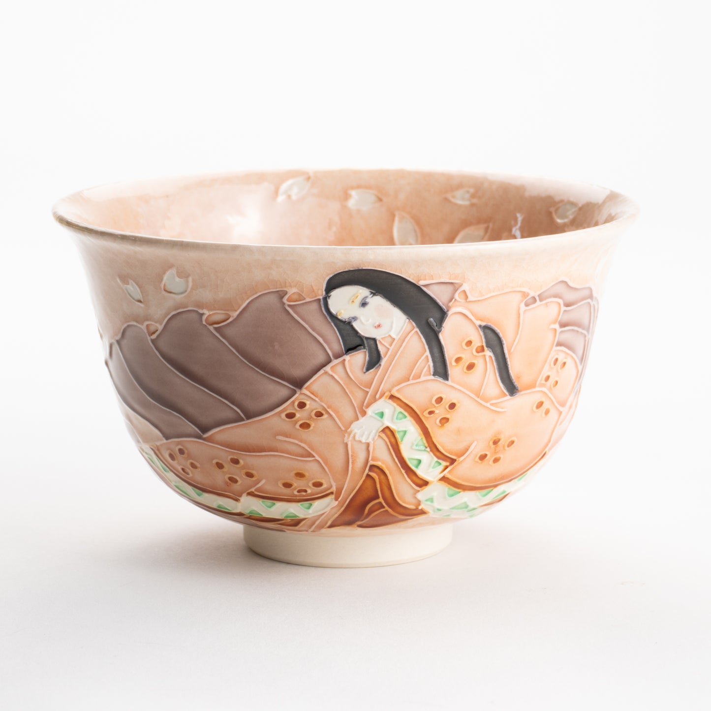 【清水焼】抹茶碗　紫式部と桜 A　山本一如 KOTOPOTTER