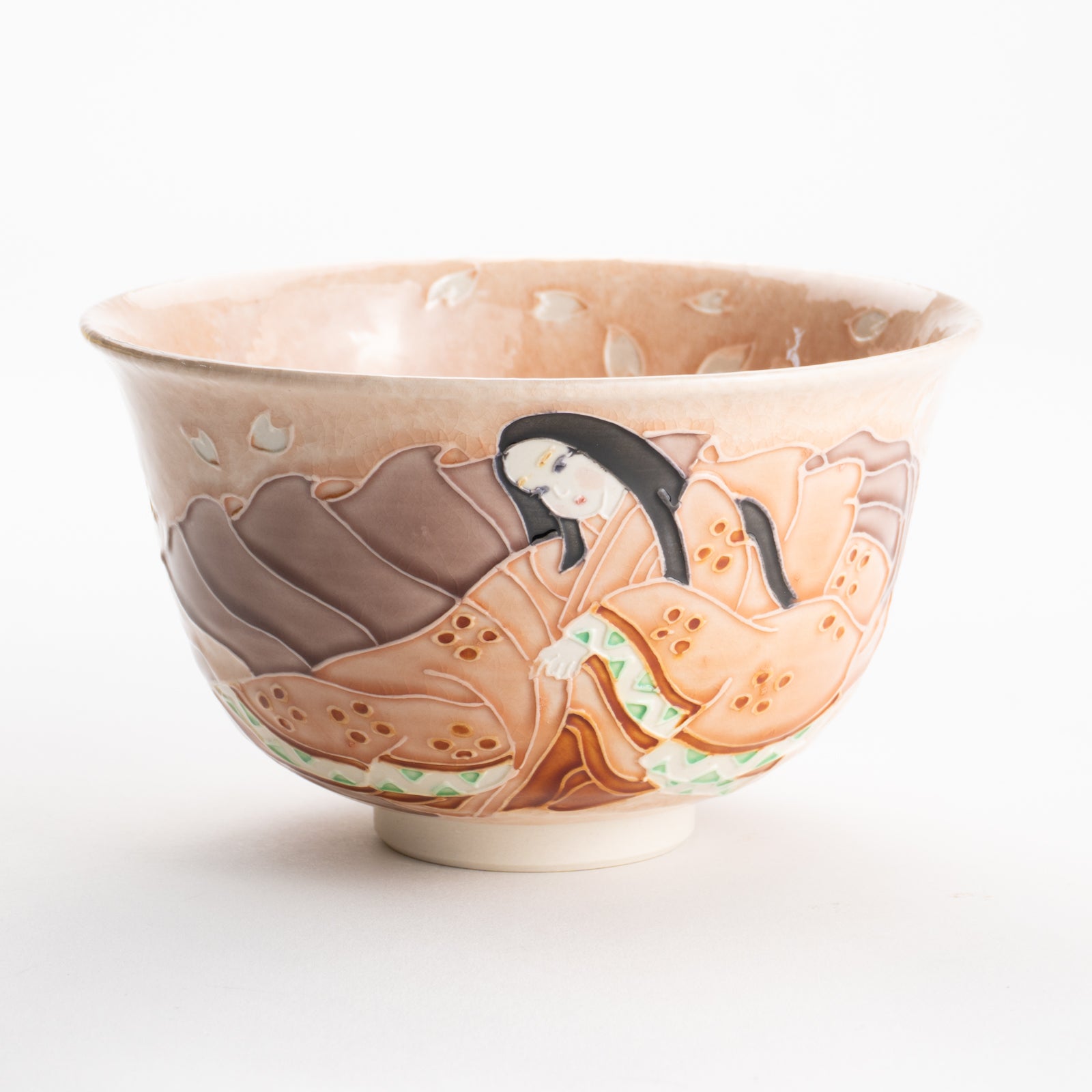【清水焼】抹茶碗　紫式部と桜 A　山本一如 KOTOPOTTER