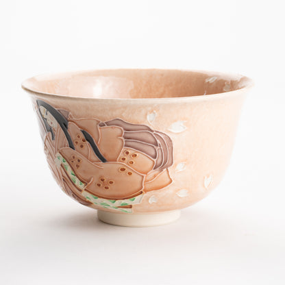 【清水焼】抹茶碗　紫式部と桜 A　山本一如 KOTOPOTTER