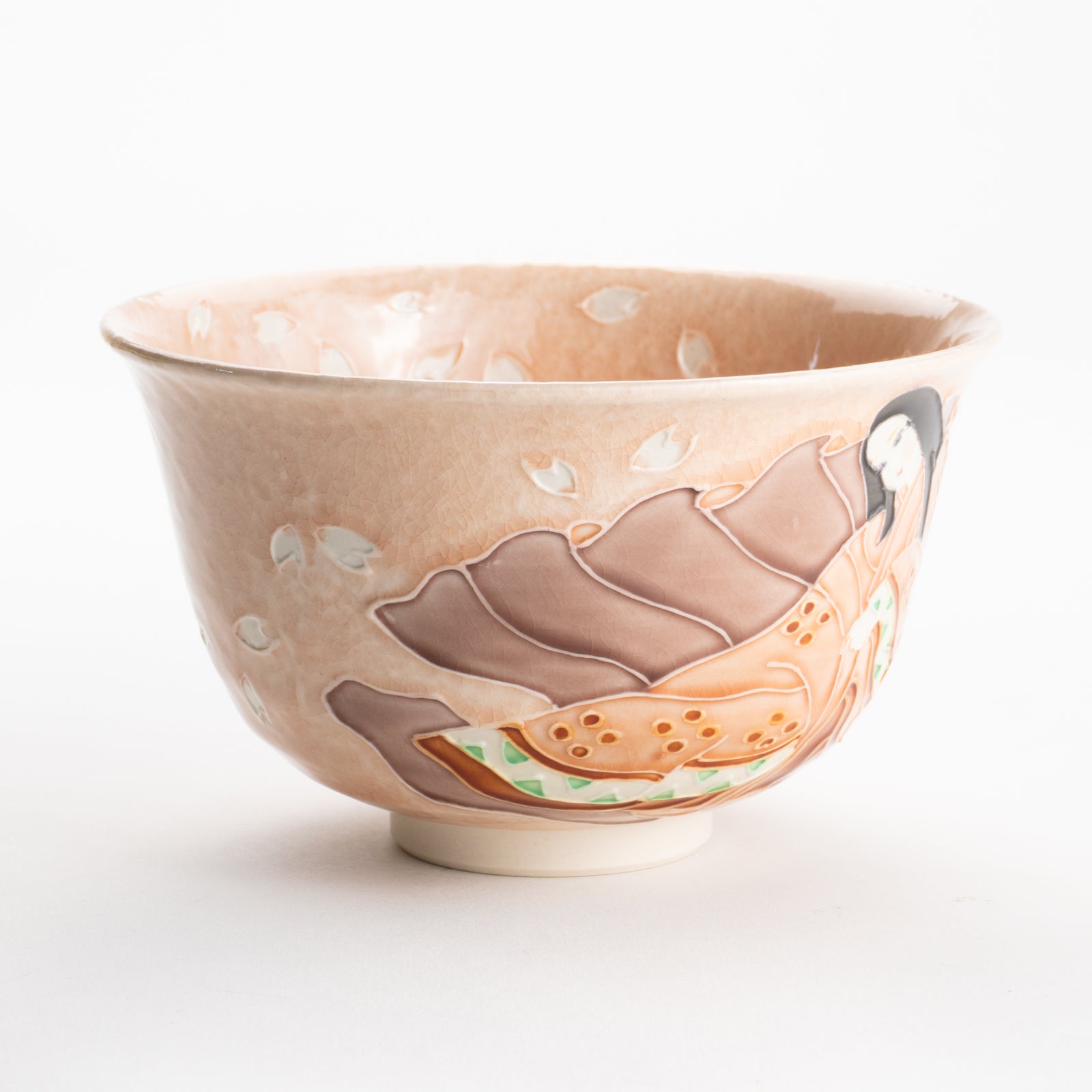 【清水焼】抹茶碗　紫式部と桜 A　山本一如 KOTOPOTTER