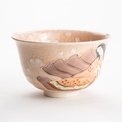 【清水焼】抹茶碗　紫式部と桜 A　山本一如 KOTOPOTTER