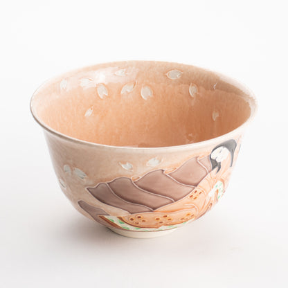 【清水焼】抹茶碗　紫式部と桜 A　山本一如 KOTOPOTTER
