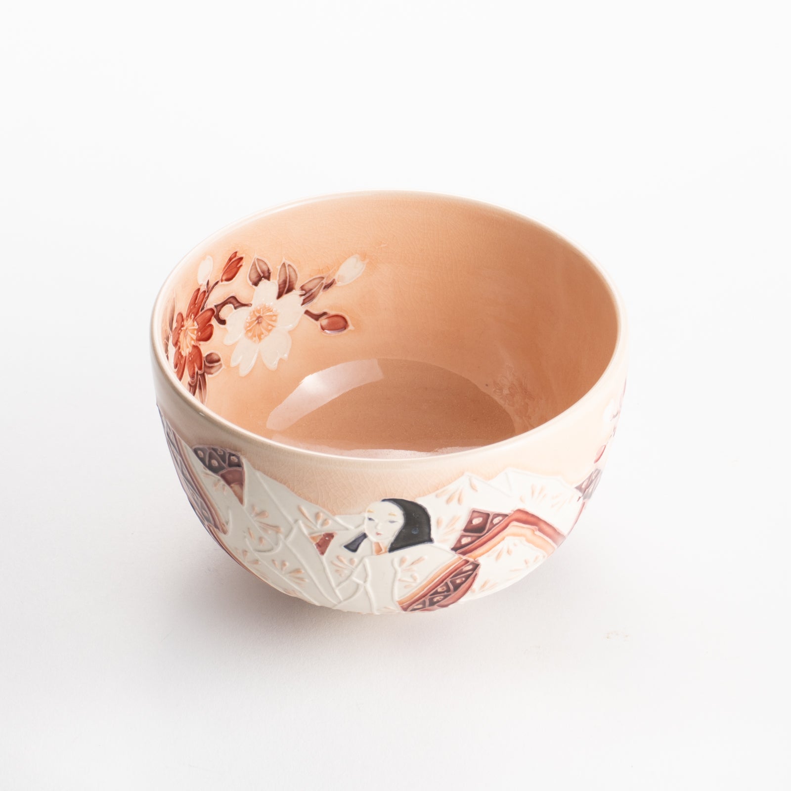 【清水焼】抹茶碗　紫式部と桜 B　山本一如 KOTOPOTTER