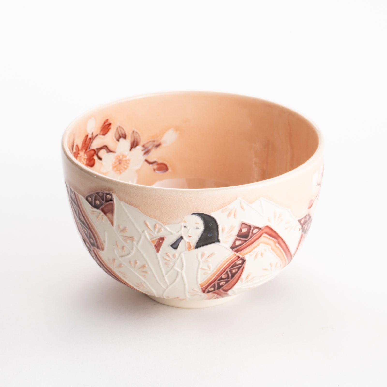 【清水焼】抹茶碗　紫式部と桜 B　山本一如 KOTOPOTTER