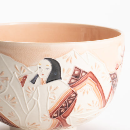 【清水焼】抹茶碗　紫式部と桜 B　山本一如 KOTOPOTTER