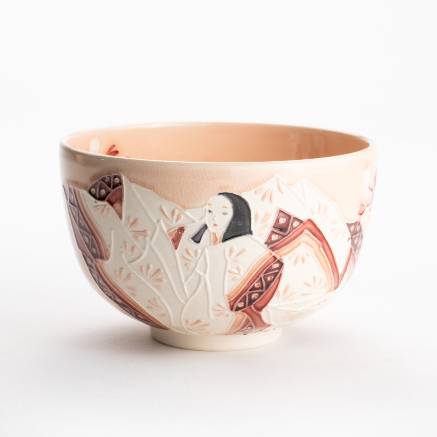 【清水焼】抹茶碗　紫式部と桜 B　山本一如 KOTOPOTTER