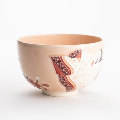 【清水焼】抹茶碗　紫式部と桜 B　山本一如 KOTOPOTTER