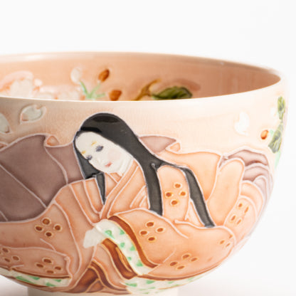 【清水焼】抹茶碗　紫式部と桜 C　山本一如 KOTOPOTTER