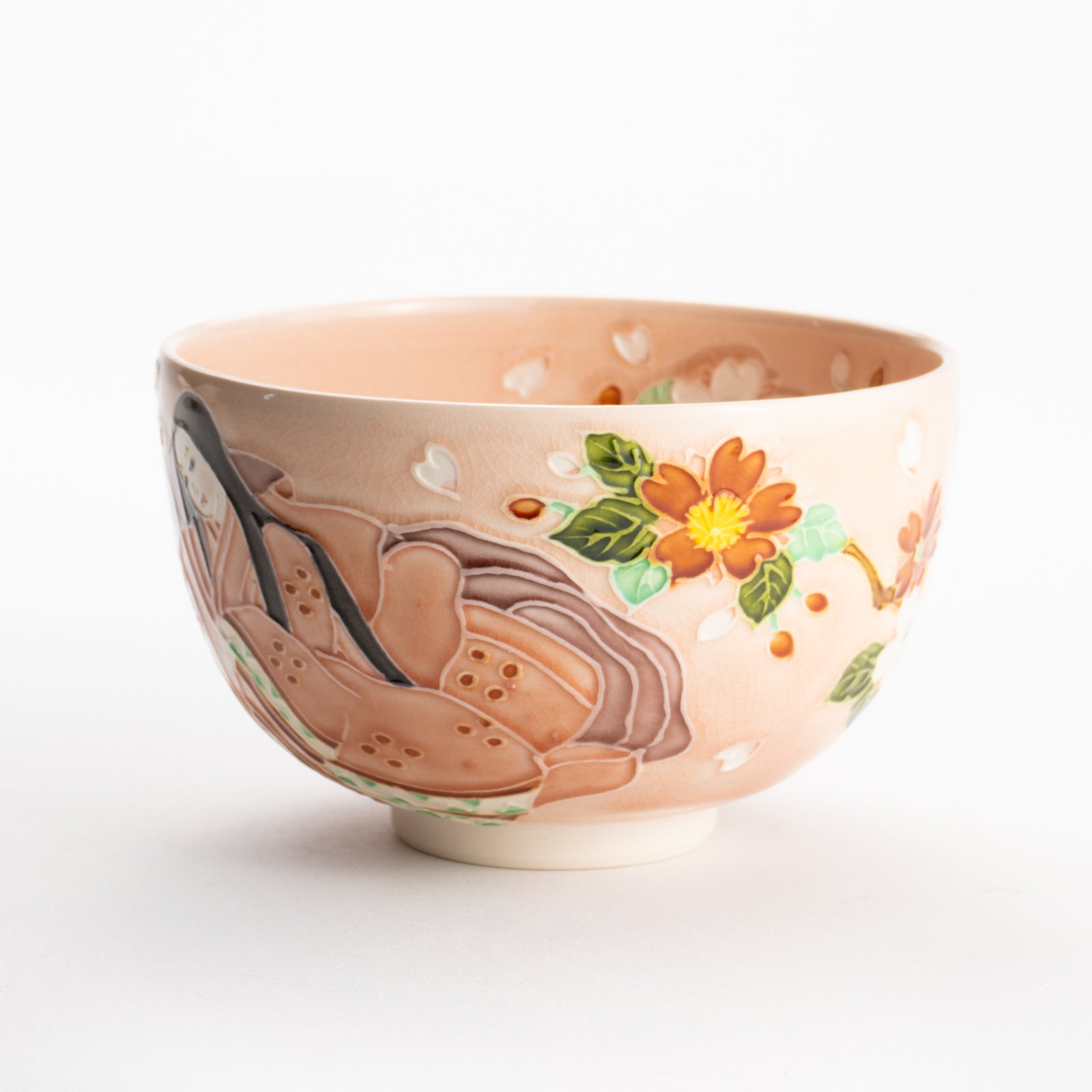【清水焼】抹茶碗　紫式部と桜 C　山本一如 KOTOPOTTER