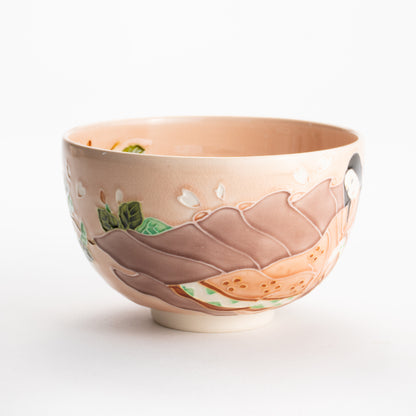 【清水焼】抹茶碗　紫式部と桜 C　山本一如 KOTOPOTTER