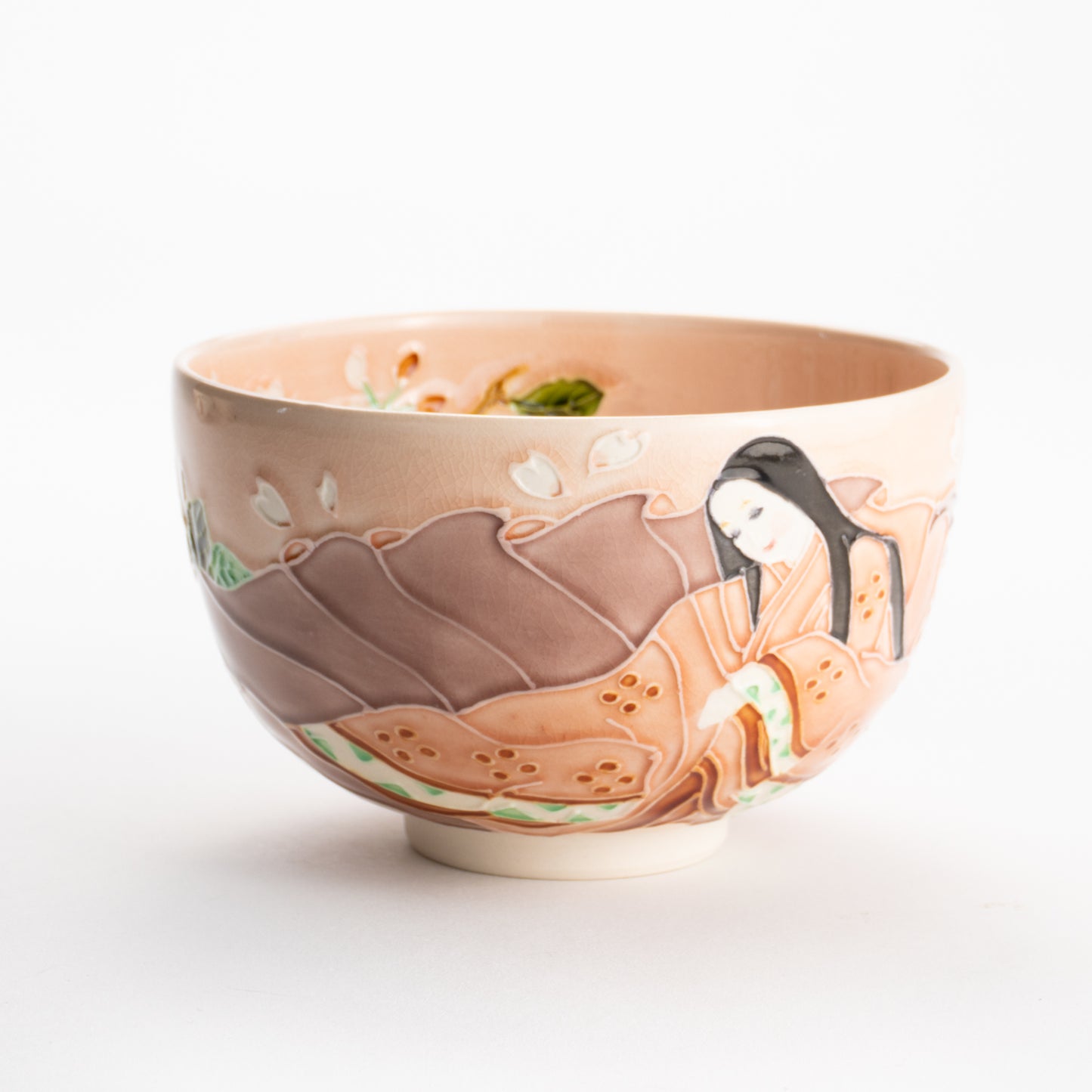 【清水焼】抹茶碗　紫式部と桜 C　山本一如 KOTOPOTTER