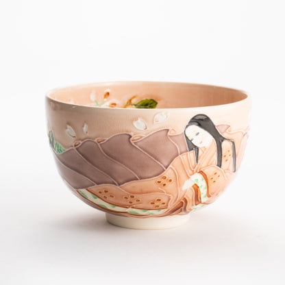 【清水焼】抹茶碗　紫式部と桜 C　山本一如 KOTOPOTTER