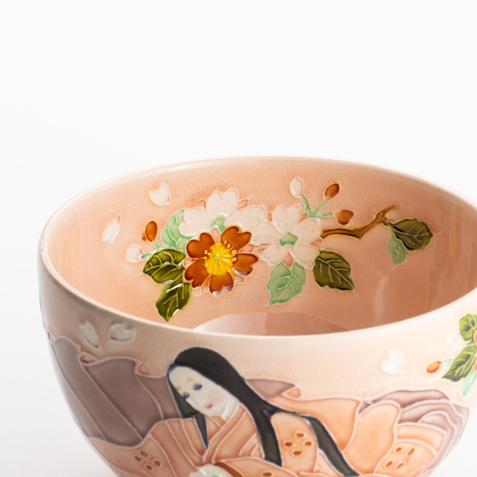 【清水焼】抹茶碗　紫式部と桜 C　山本一如 KOTOPOTTER