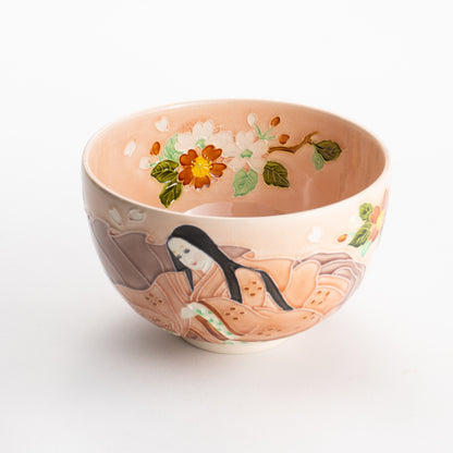【清水焼】抹茶碗　紫式部と桜 C　山本一如 KOTOPOTTER