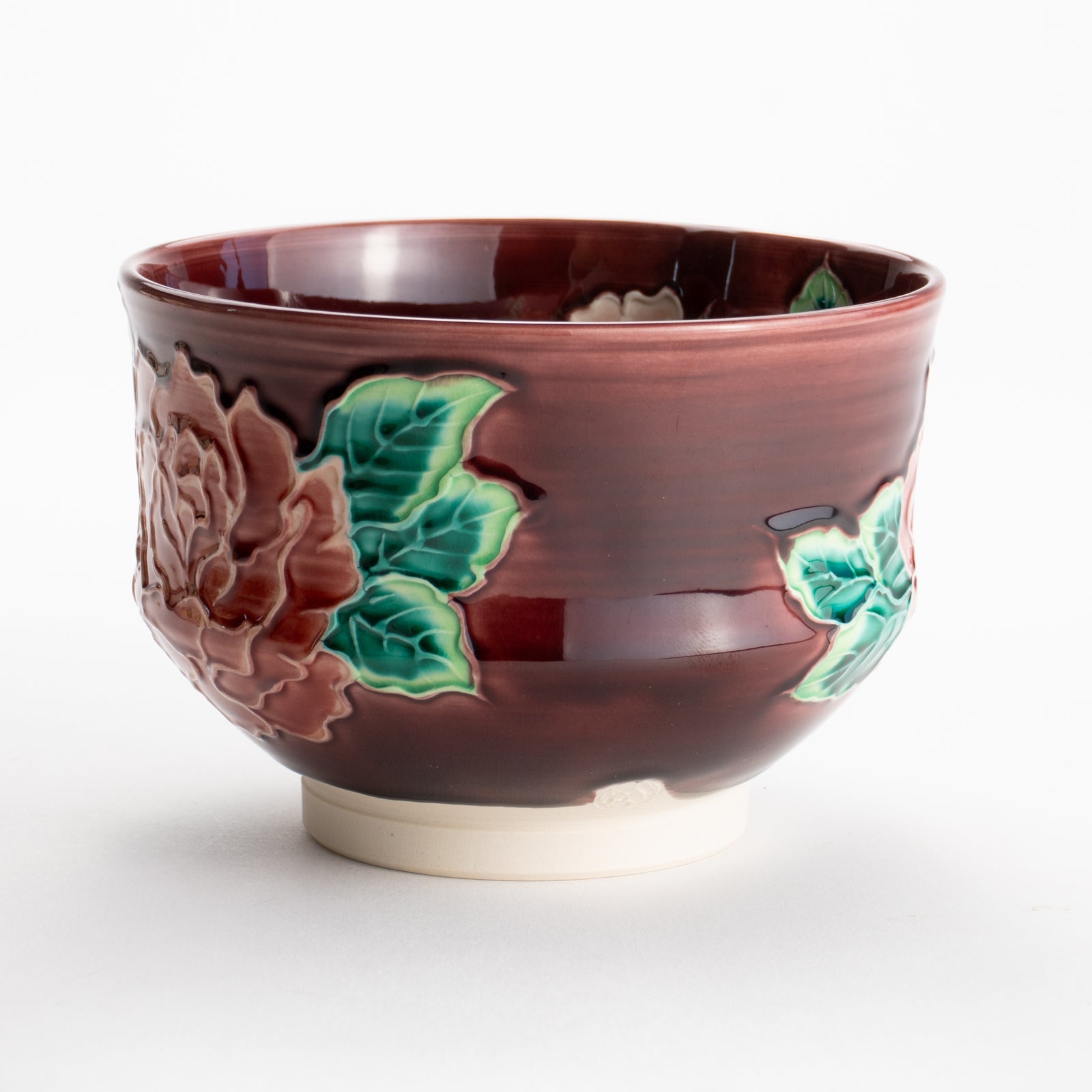 【清水焼】抹茶碗　赤紫交趾 バラ　山本一如 KOTOPOTTER