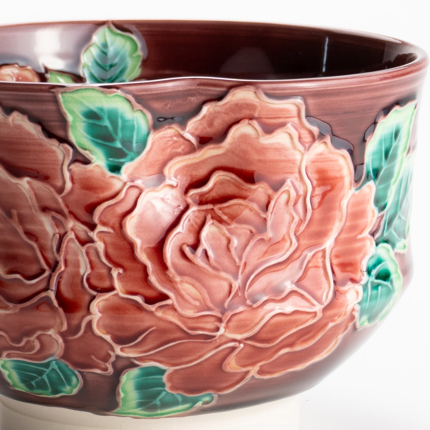 【清水焼】抹茶碗　赤紫交趾 バラ　山本一如 KOTOPOTTER